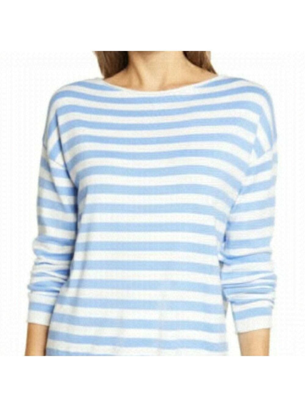 CASLON BNWT Sweater Blue White Striped Sz XSmall Rolled Boat Neck